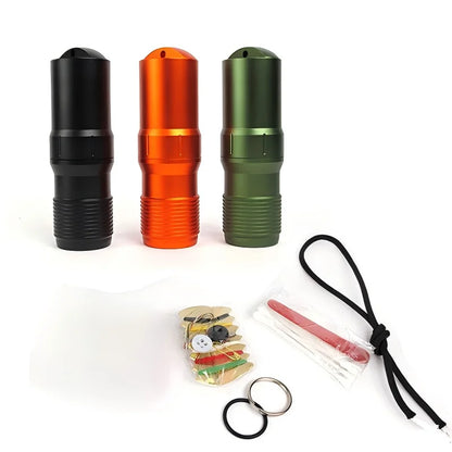 Waterproof Survival Storage Capsule - 3-in-1 Emergency Container for Pills/Matches/Gear with Sealed Design for Outdoor Adventures