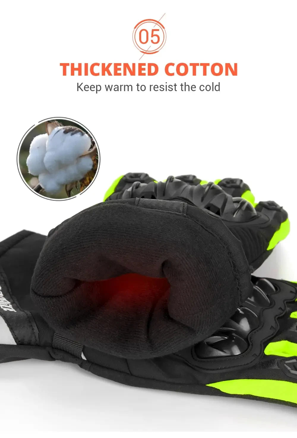 Waterproof Winter Motorcycle Gloves - Full Finger Protection with Touch Screen - Model WN-01