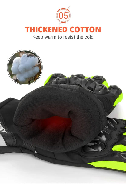 Waterproof Winter Motorcycle Gloves - Full Finger Protection with Touch Screen - Model WN-01