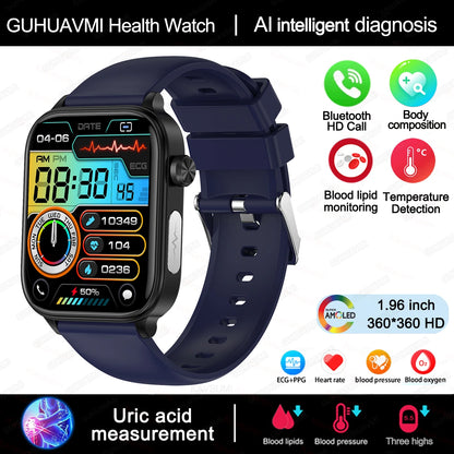 Advanced Health Monitoring Smart Watch - ECG+PPG, Blood Pressure, Heart Rate, 1.96" AMOLED Display, 100+ Sports Modes (Men & Women)