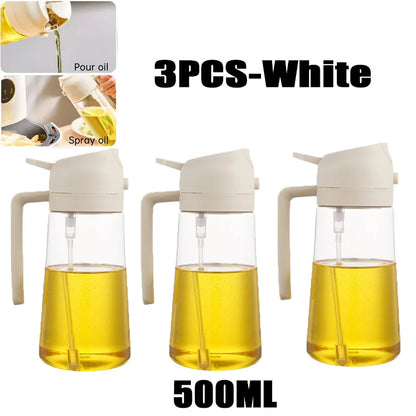 Multi-Size Oil Spray Bottle Set (200ml/300ml/500ml) - BBQ Cooking Olive Oil Sprayer for Kitchen Baking, Empty Refillable Vinegar Bottle with Oil Brush