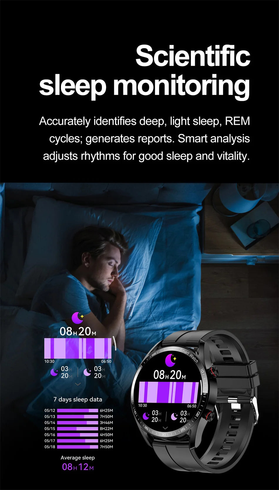 1.53" Full Touch Screen Smart Watch - Multi-Sport Mode with ECG+PPG, Waterproof & Bluetooth Call