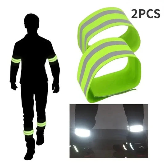 High Visibility Reflective Safety Bands - Wrist Arm Ankle Leg Straps for Night Walking Cycling Running