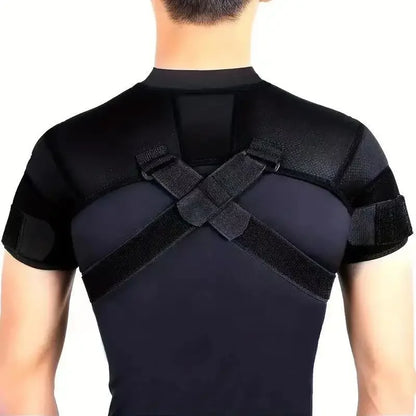 Adjustable Cross Compression Shoulder Brace - Double Bandage Support Strap for Rotator Cuff, Posture Correction & Joint Pain Relief