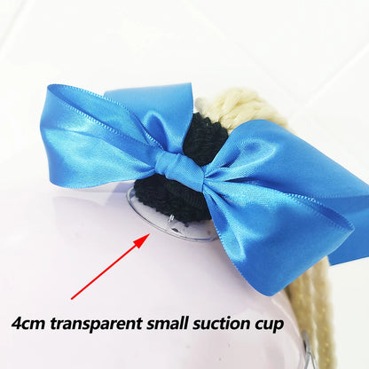 Motorcycle Helmet Braids - 2 Piece Set Women's Ponytail Wig with Suction Cup for Motorbike Helmets (164 Colors Available, Dual Pigtail Twist Style)