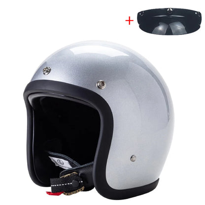 Vintage 500TX Open Face Motorcycle Helmet - Retro 3/4 Jet Style Scooter Helmet (Japanese/Korean Design)