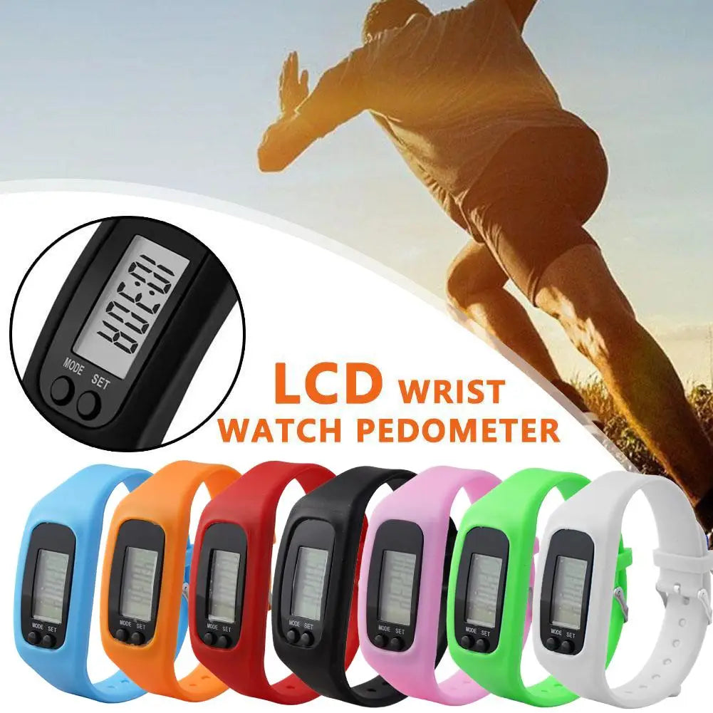 Digital LED Pedometer Watch - Silicone Sport Bracelet with Step Counter and Calorie Tracker