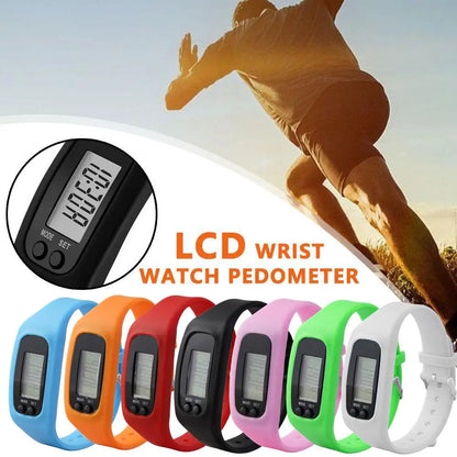 Digital LED Pedometer Watch - Silicone Sport Bracelet with Step Counter and Calorie Tracker