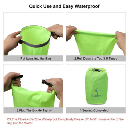 Waterproof Dry Bag 10L - Lightweight Combo Wet/Dry Bag for Kayaking Swimming Fishing Rafting - 210T Polyester