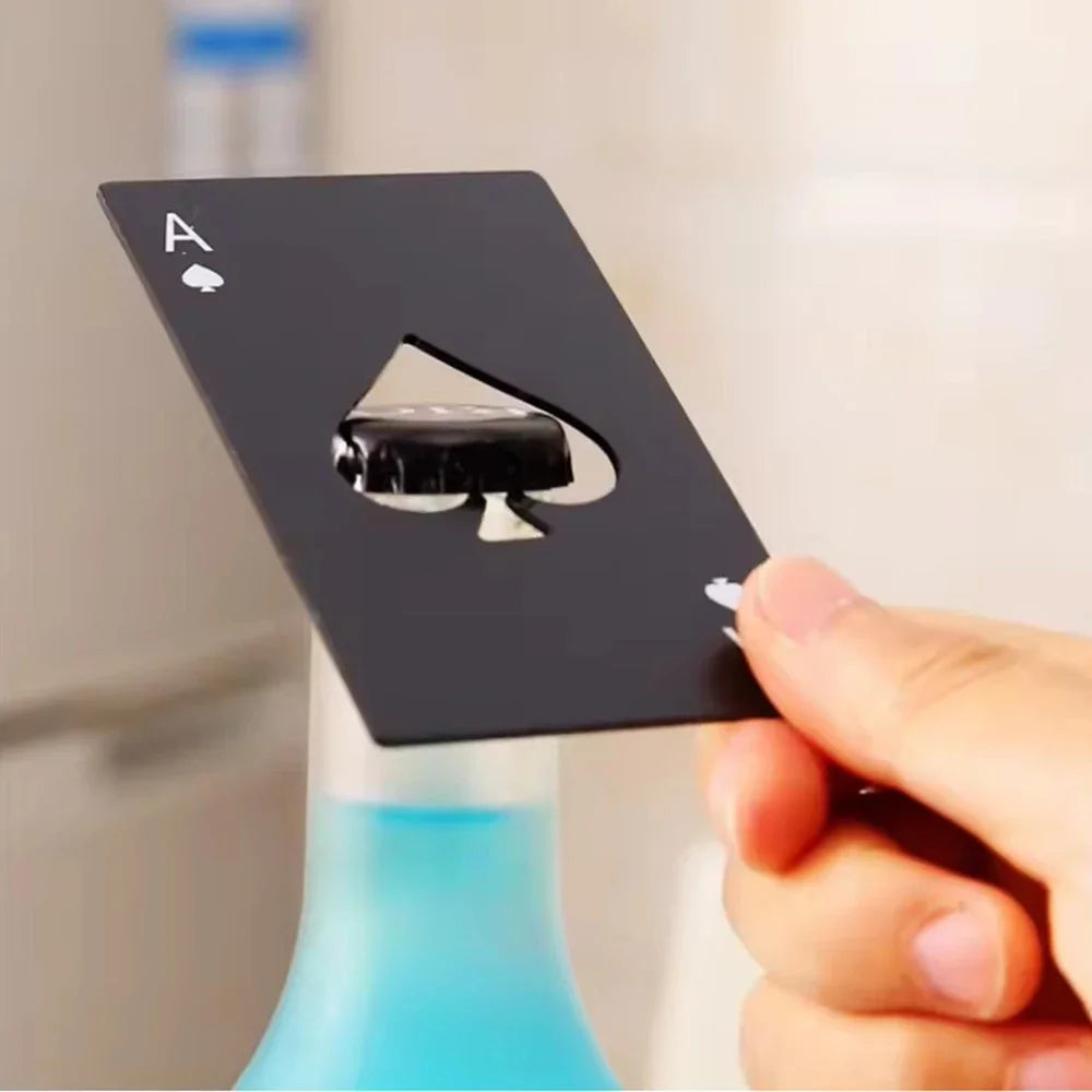 Stainless Steel Playing Card Bottle Opener - Ace of Spades Credit Card Size Beer & Wine Opener