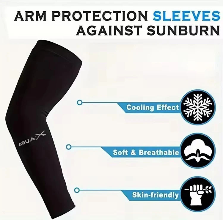 UV Protection Ice Silk Arm Sleeves - Men's Cooling Sports Arm Covers for Cycling, Running & Outdoor Fitness