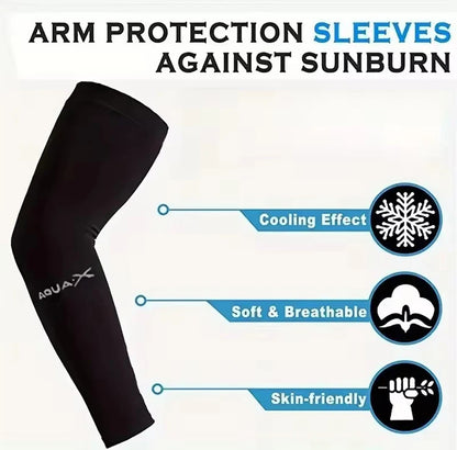 UV Protection Ice Silk Arm Sleeves - Men's Cooling Sports Arm Covers for Cycling, Running & Outdoor Fitness