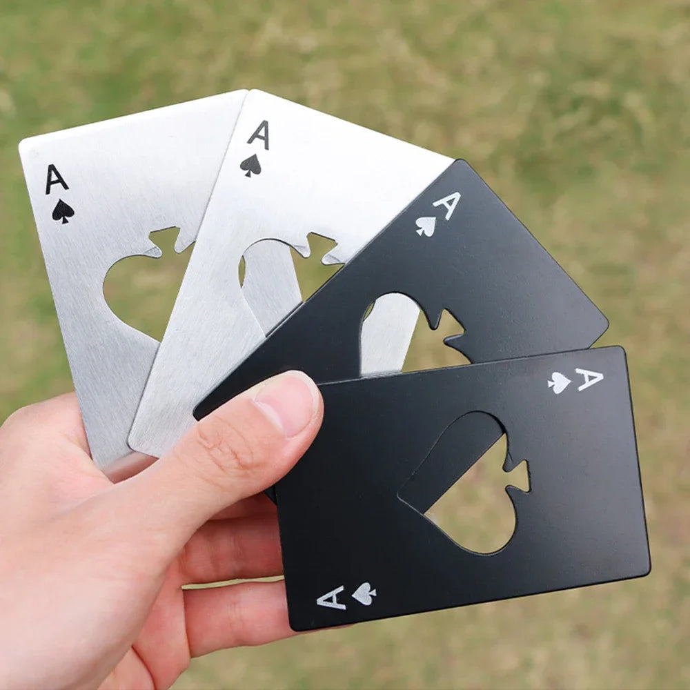 Stainless Steel Playing Card Bottle Opener - Ace of Spades Credit Card Size Beer & Wine Opener