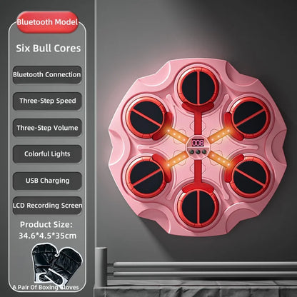 Smart Music Boxing Trainer - Wall-Mounted Electronic Strike Target for Home Indoor Training & Reaction Development