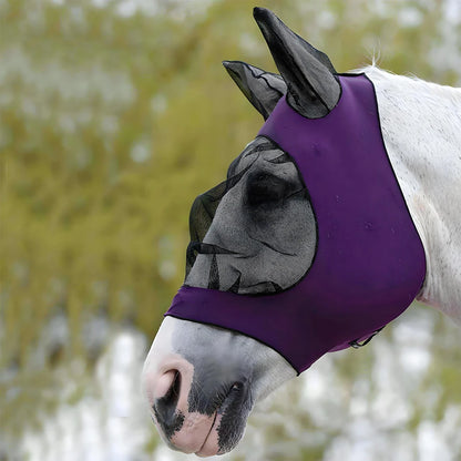 Breathable Mesh Horse Fly Mask - Anti-Mosquito Knitted Equestrian Protection
