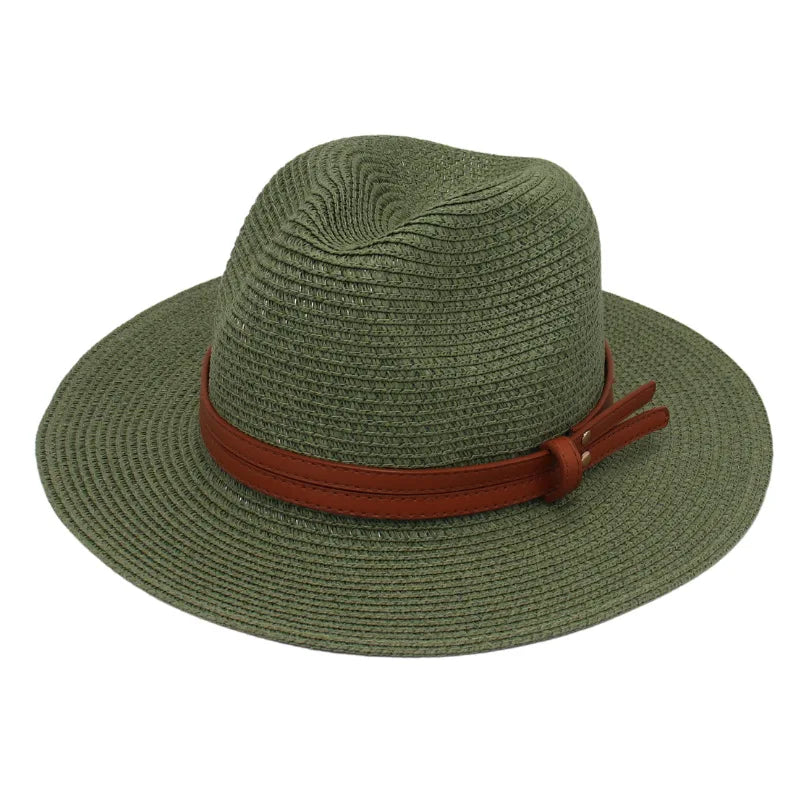 Breathable Straw Panama Hat - European American Style Jazz Sun Hat for Beach & Leisure