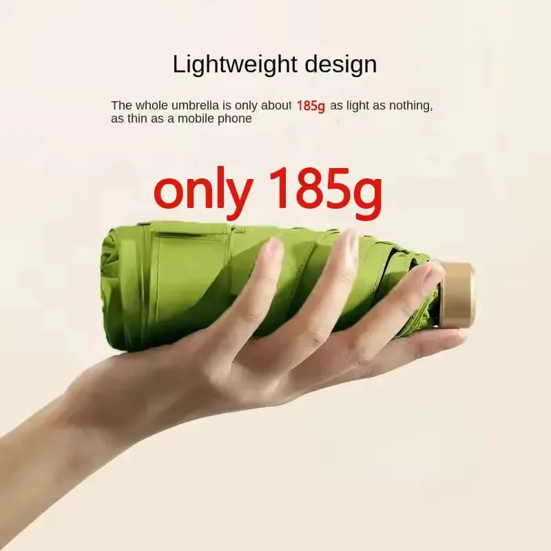 Mini Pocket Umbrella - Compact Folding Rain & Sun Parasol with UV Protection (Capsule Design)