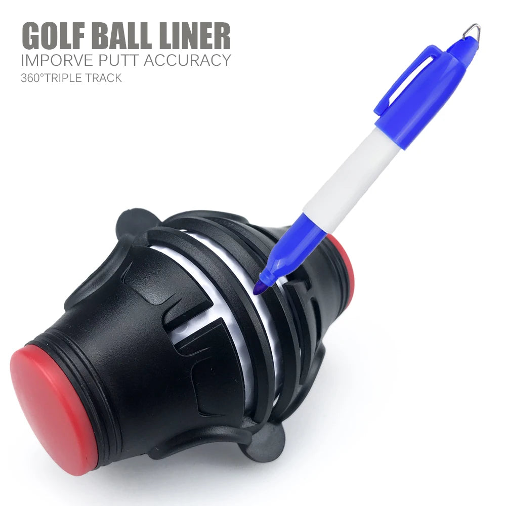 360° Rotating Golf Ball Liner Marker Template with Pen - Putting Positioning Tool to Improve Putt Accuracy