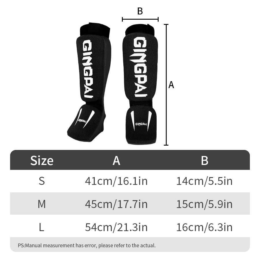 Cotton MMA Shin Guards - Boxing Kickboxing Foot Protection with Instep Ankle Support for TKD Muay Thai Training