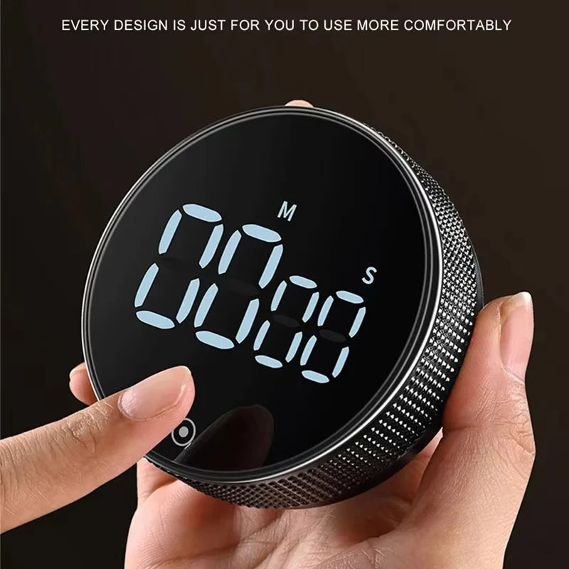 Magnetic Rotary Kitchen Timer - Manual Countdown Digital Display