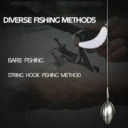 50 Piece Mixed Soft Worm Fishing Bait Set - Bread Worms & Maggots - Bionic Soft Bait with Fishy Scent