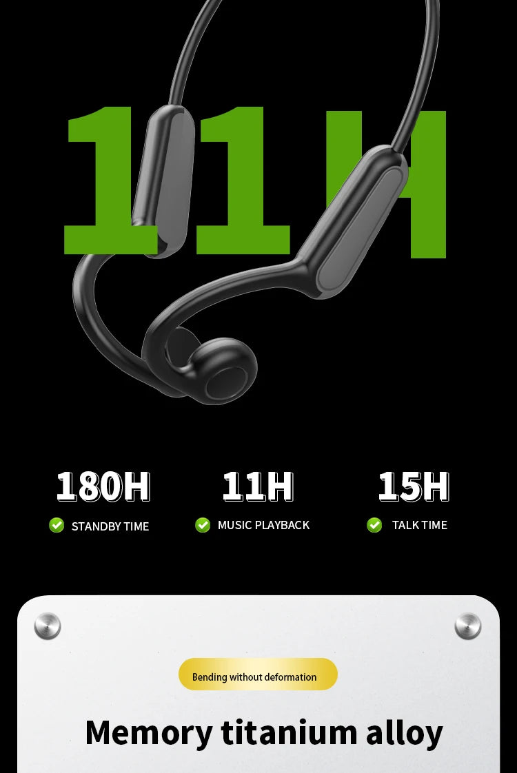 Bone Conduction Wireless Headphones - Bluetooth Sport Earphones with Mic for Running