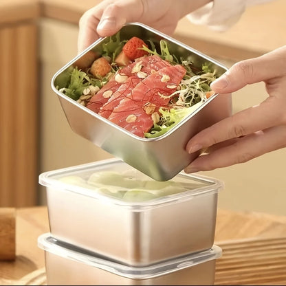Premium Stainless Steel Food Container Set - 6-Piece Leakproof & Stackable Storage with Secure Lids for Outdoor Adventures, School & Travel
