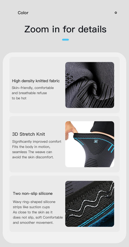Compression Knee Support Sleeve - Elastic Breathable Knee Brace with Cushioning for Basketball, Volleyball, Running & Gym
