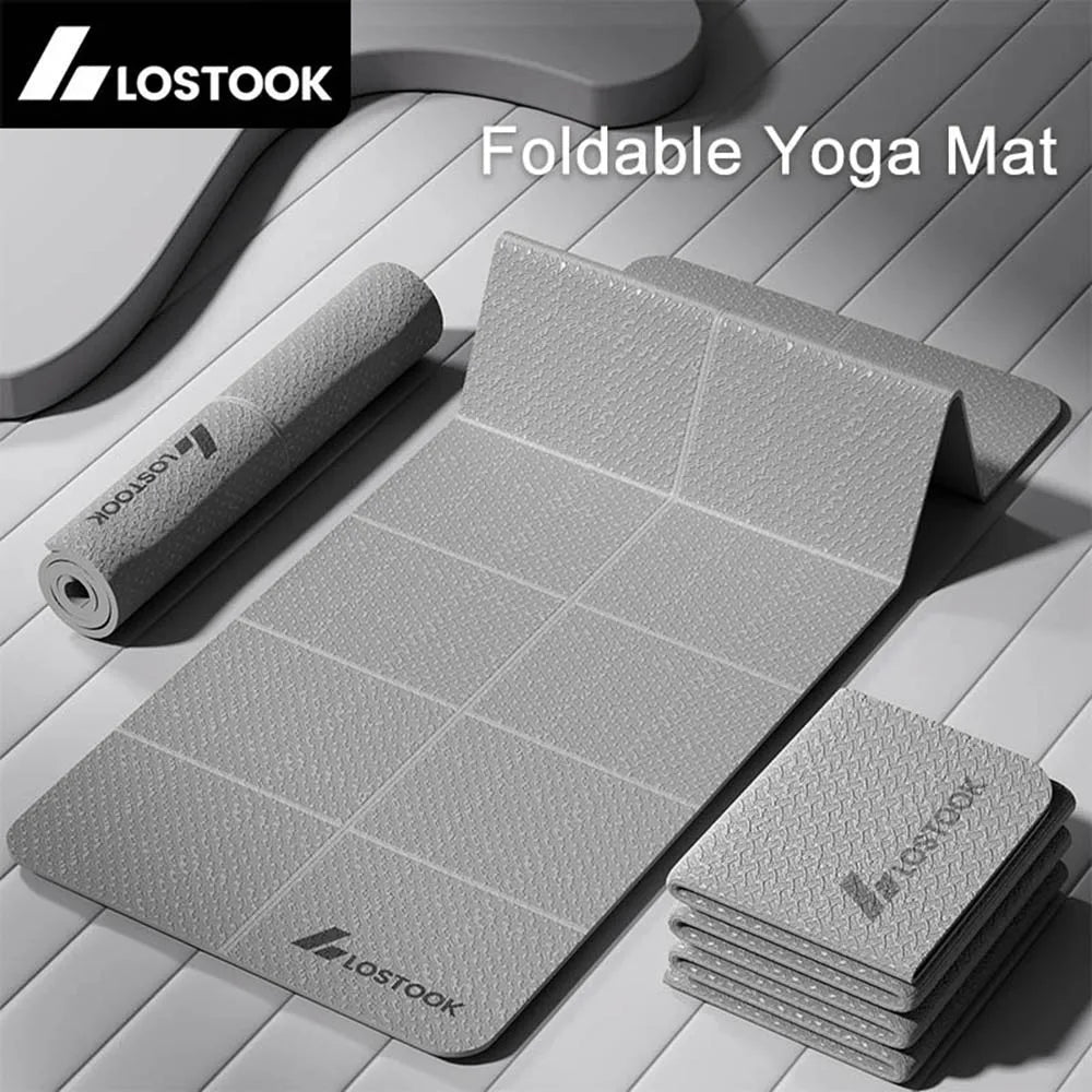 Premium TPE Foldable Yoga Mat - 4mm Thick, 183x61cm - Travel-Friendly Exercise Mat