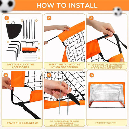 Portable Foldable Soccer Goals for Backyard – Mobile Training Football Net for Kids, Indoor & Outdoor Pop-Up Design