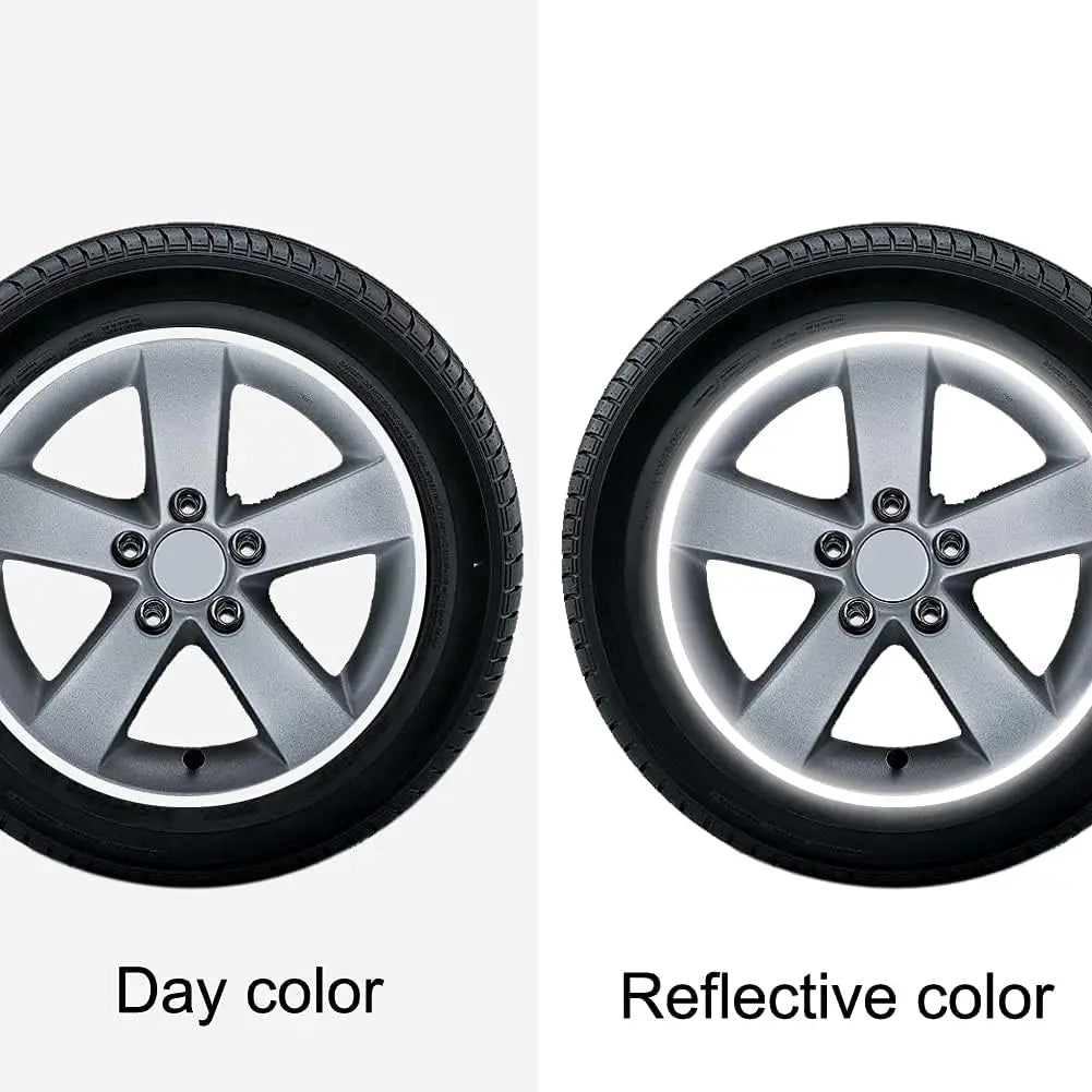 Reflective Wheel Rim Stripe Decals - 16-Piece Set for 17-19" Motorcycle, Car & Bicycle Wheels - Night Safety Stickers