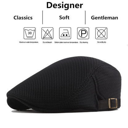 Breathable Mesh Newsboy Cap - Adjustable Flat Cap for Active & Casual Wear