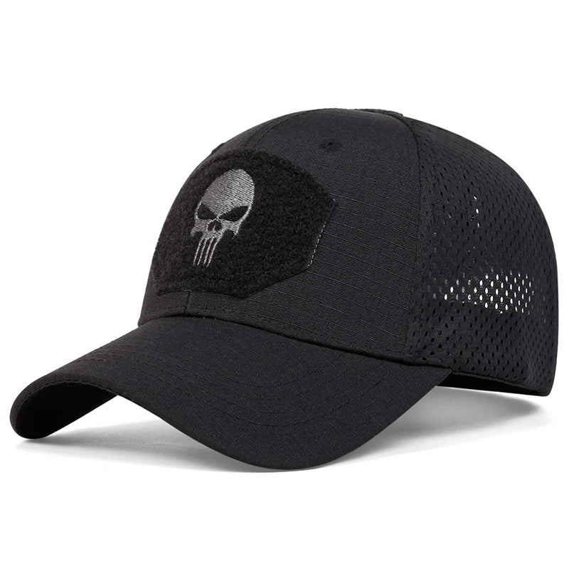 Unisex Skull Embroidered Baseball Cap - Breathable Adjustable Sun Hat for Spring & Autumn Outdoor