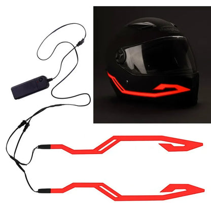 Waterproof LED Motorcycle Helmet Strip - 4-in-1 EL Warning Light Sticker for Night Riding