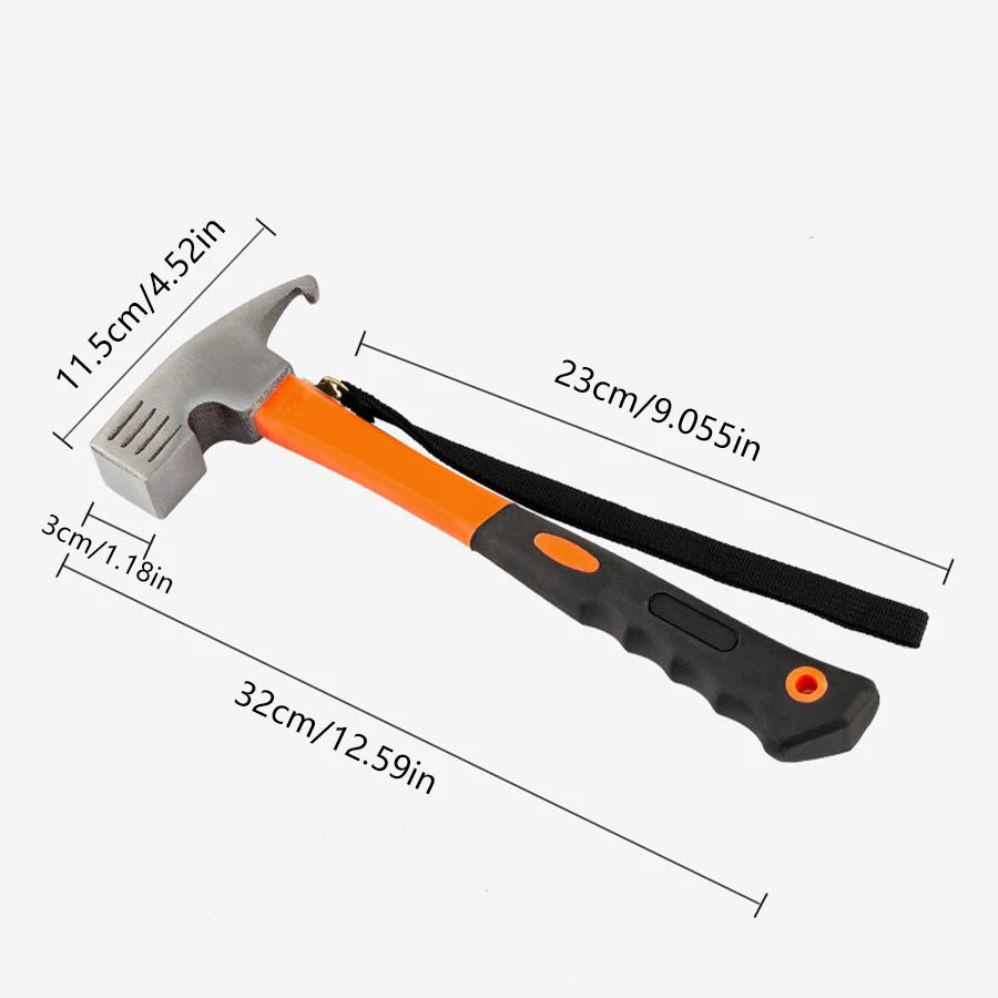 Multi-Function Camping Tent Hammer & Stake Puller - Portable Carbon Steel Mallet for Outdoor Adventures