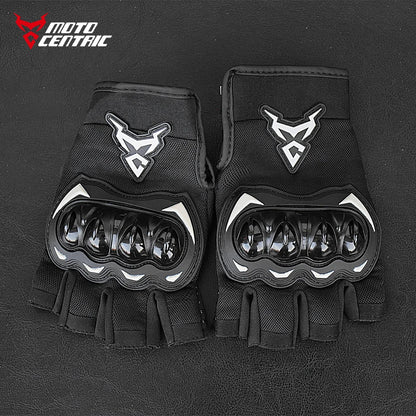 MOTOCENTRIC Half Finger Motorcycle Gloves - Breathable Summer Riding Gloves with Anti-Fall Palm Guard for ATV MTB Cycling