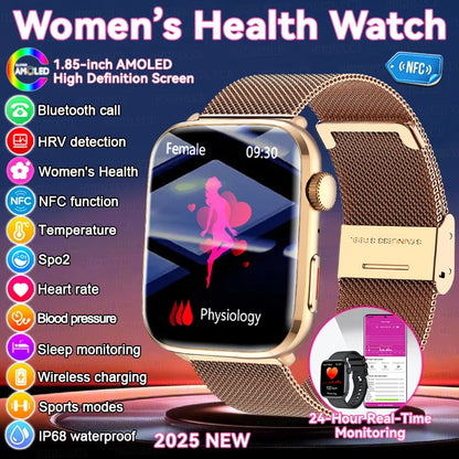 AI Smart Health Watch - HRV+PPG Blood Pressure & Heart Rate Monitor with IP68 Waterproof & NFC