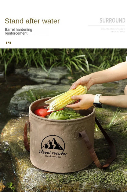 Collapsible Water Bucket - 5L/10L/20L Portable Folding Basin for Camping, Hiking & Fishing