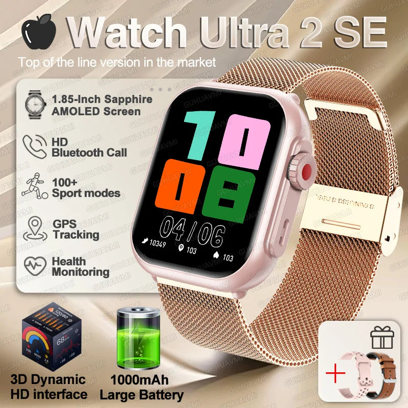 Ultra 2 SE Smart Watch - 1000mAh AMOLED GPS Fitness Tracker with Heart Rate Monitor & HD Calling for iOS & Android