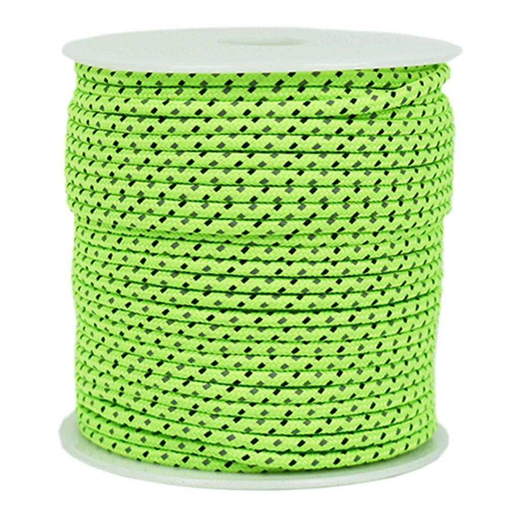 Reflective Paracord 50M - 2.5mm Parachute Cord for Camping, Survival, and Outdoor Use