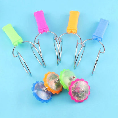 Magnetic LED Spinning Top - Hand-Cranked Luminous Gyroscope Toy with Colorful Orbit Lights for Kids