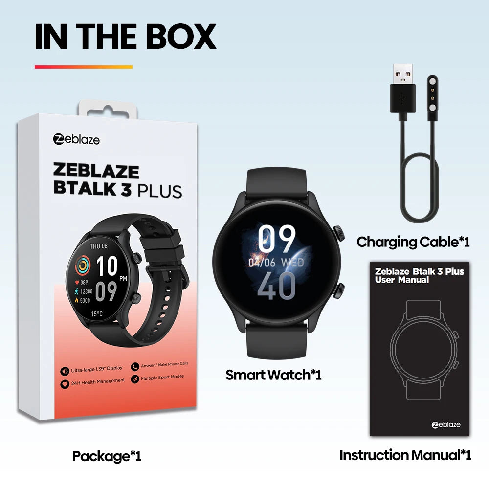 Zeblaze Btalk 3 Plus Smart Watch - 1.39'' HD Display with Voice Calling & Fitness Tracking for Men & Women