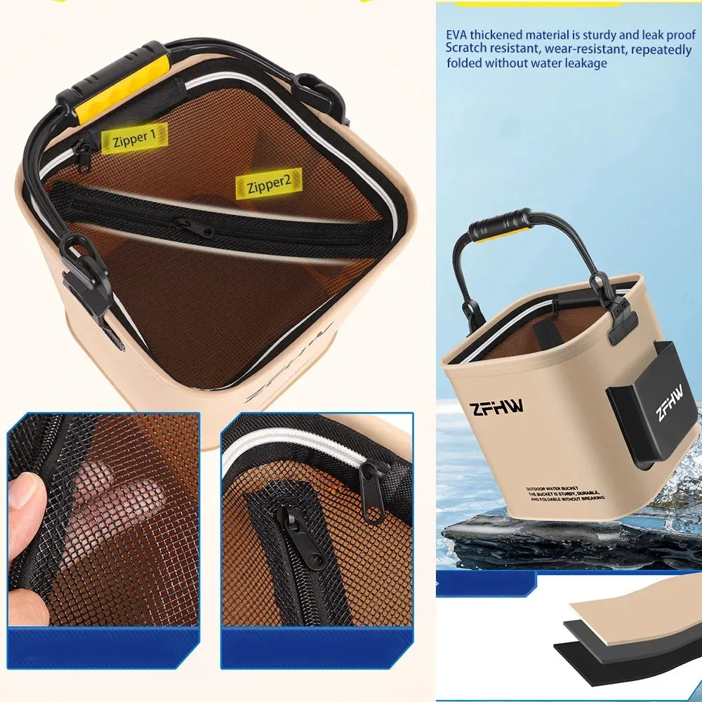 Fishing Tackle Storage Bucket - All-in-One Fishing Supplies Organizer Suitcase