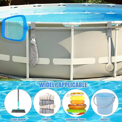 Adjustable Pool Pole Hooks - 2/3-Hook Swimming Pool Equipment Hanger for Telescopic Skimmer Poles and Pool Accessories