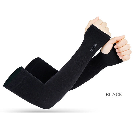 Premium Anti-UV Arm Covers - Unisex Ice Silk Cooling Sleeves with Fingerless Design for Cycling, Driving & Summer Sports
