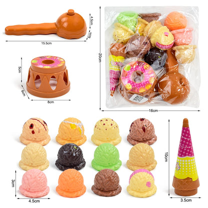 Pretend Play Ice Cream Stacking Set - Educational Kitchen Toy for Kids