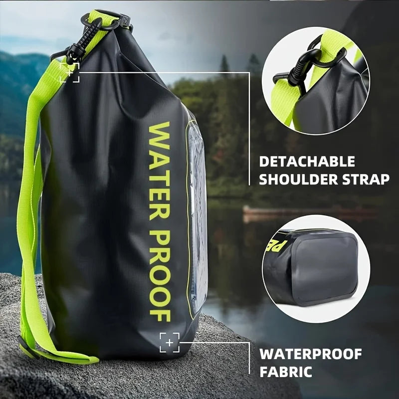 Waterproof PVC Outdoor Dry Bag - 5L & 2L Capacity - Multi-Sport Floating Bag for Swimming, Diving, Kayaking, Rafting & Beach Activities - Crossbody Shoulder Travel Bag for Surfing