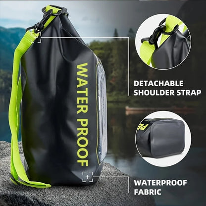 Waterproof PVC Outdoor Dry Bag - 5L & 2L Capacity - Multi-Sport Floating Bag for Swimming, Diving, Kayaking, Rafting & Beach Activities - Crossbody Shoulder Travel Bag for Surfing