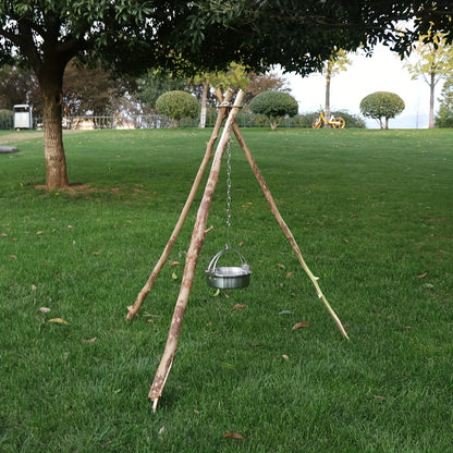 Detachable Outdoor BBQ Tripod with Hanging Rack - Portable Camping Cooking Equipment Set