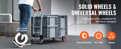 SucceBuy 400 lbs Folding Hand Truck - Lightweight Utility Cart with Wheels for Warehouse, Moving & Luggage Transport